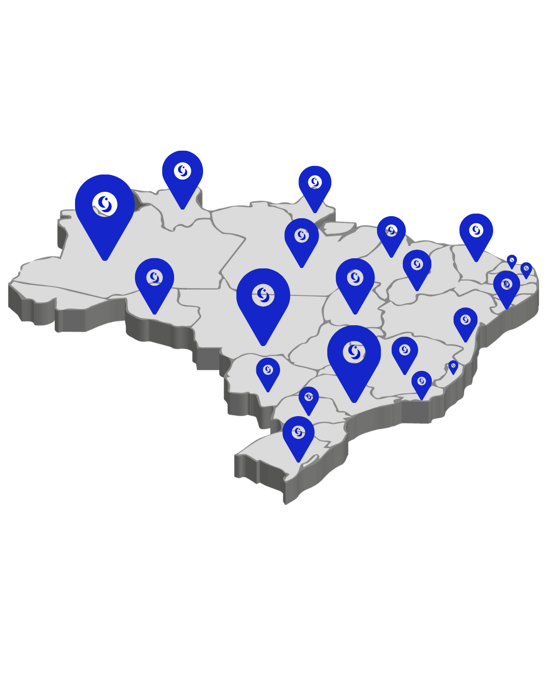 Mapa do Brasil com a presença nacional da Federal Invest